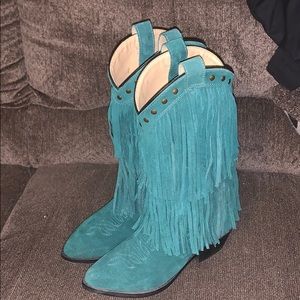 Beautiful turquoise fringed cowboy boots